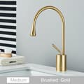 Miniatyrbillede 2 af 2: Brass Basin Vandhane, Enkelt Håndtag Design, Varmt & Koldt Vand,Børstet Guld-M