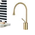 Miniatyrbillede 1 af 2: Brass Basin Vandhane, Enkelt Håndtag Design, Varmt & Koldt Vand,Børstet Guld-M