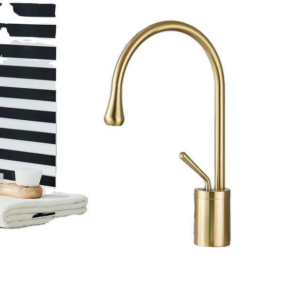 Brass Basin Vandhane, Enkelt Håndtag Design, Varmt & Koldt Vand,Børstet Guld-M