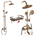 Pikkukuva 1 / 2: Antike Brass Sateen Suihkuhana, Kaksoiskahvaohjaus, Säädettävä Korkeus,E -hylly