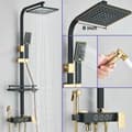 Miniatyrbillede 2 af 2: Badeværelse Bruser Sæt, 8 Tommer Regn Hoved, Messing Termostatisk Kontrol,Sort Guld 8 tommer