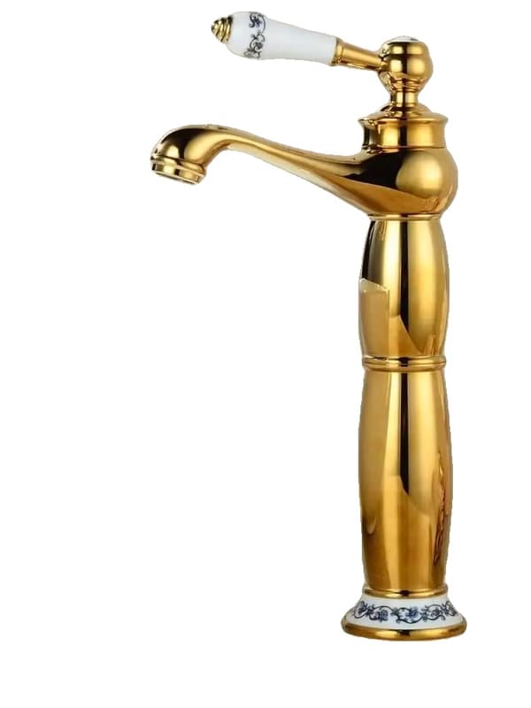 Retro badrumshandfat blandare, guldfinish, hållbar mässingskonstruktion,guld