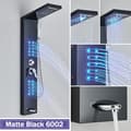 Miniatyrbillede 2 af 2: Bruserkolonne System, Dobbelt Håndtag Kontrol, Blå LED Belysning,Matte Black 6002