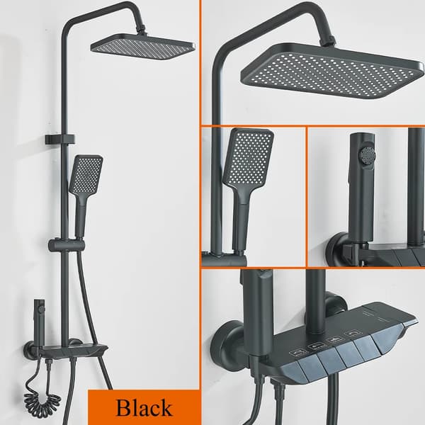 Gun Grey Bruse Sæt, Moderne Design, Termostatisk Armaturer,Sort