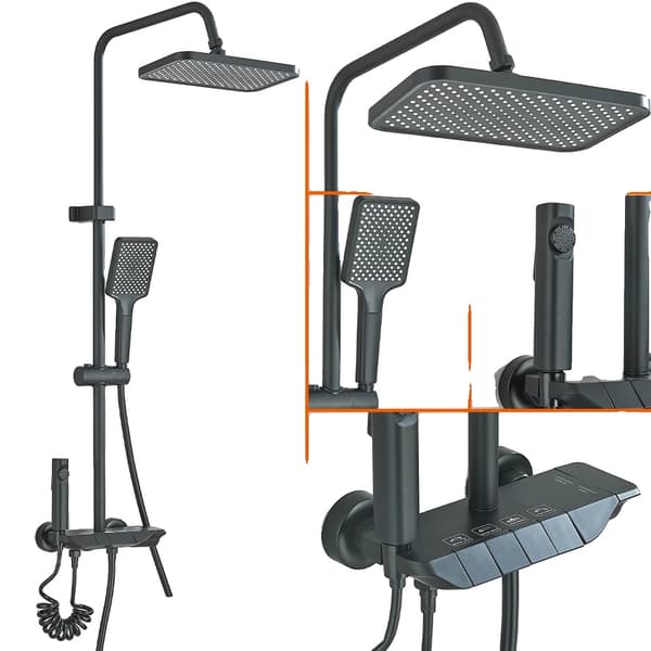 Gun Grey Bruse Sæt, Moderne Design, Termostatisk Armaturer,Sort