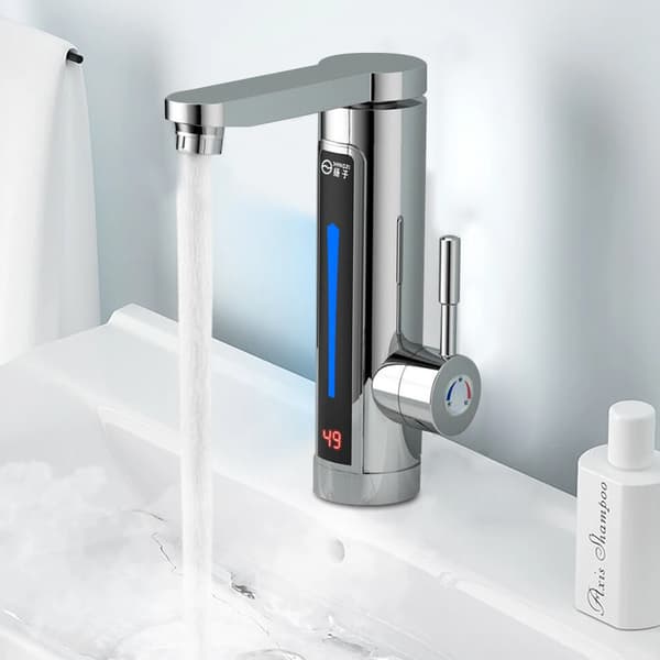 Øjeblikkelig varmtvandsarmatur, 3300W effekt, 360° roterbart design,Sølv