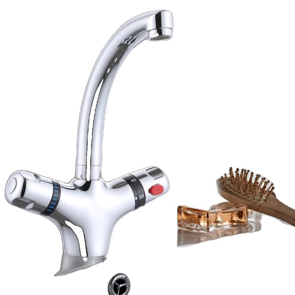 Vaskeskab Mixer Vandhane, Termostatisk Kontrol, Moderne Design,Sølv