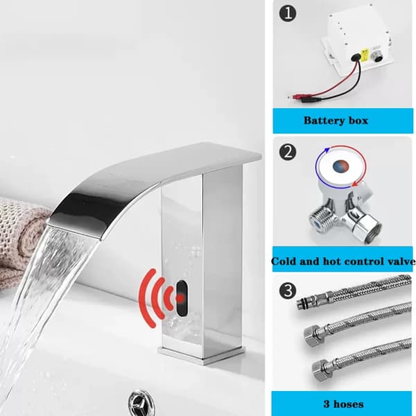 Luksus Sensor Vaskeskuffe, Keramisk Ventil, Energi Effektiv,Krom Kort A