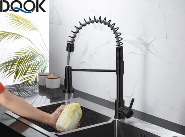 Køkkenarmatur, Rustfrit Stål, Moderne Design,sort, G1/2