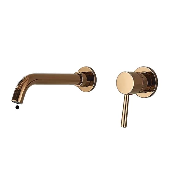 Basinarmatur, Væghængt Design, Enkelt Håndtag Betjening,Rosen Guld 21 cm