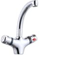 Miniatyrbillede 1 af 2: Vaskeskålarmatur, termostatisk fittings, dobbelt håndtag design,Sølv