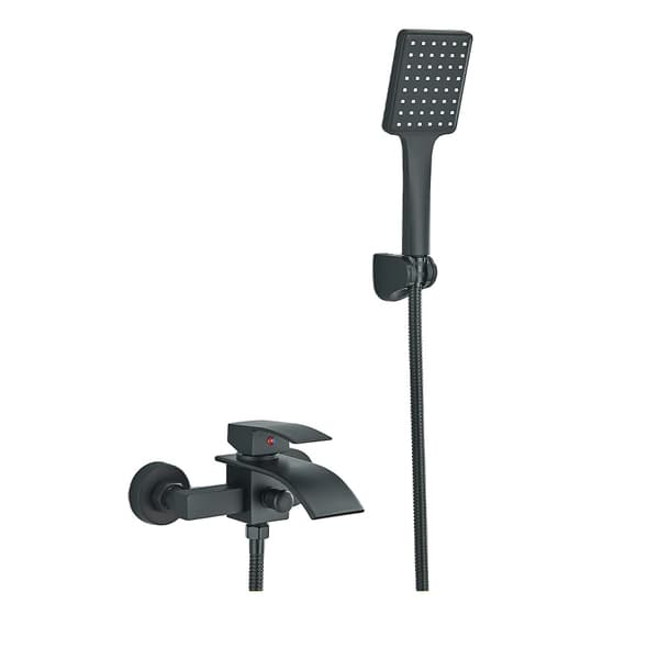 Væghængt Badekararmatur, Enkelt Håndtag Kontrol, Keramisk Ventilkern,Matte Black A
