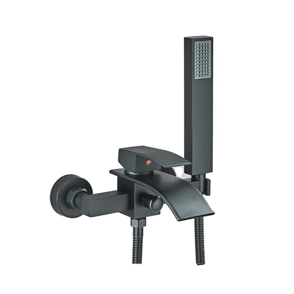 Væghængt Badekararmatur, Enkelt Håndtag Kontrol, Keramisk Ventilkern,Matte Black B