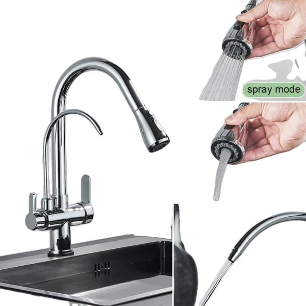 Filtered Water Kitchen Faucet, Dual Handle Design, Pull-Out Spray Feature,Chrome