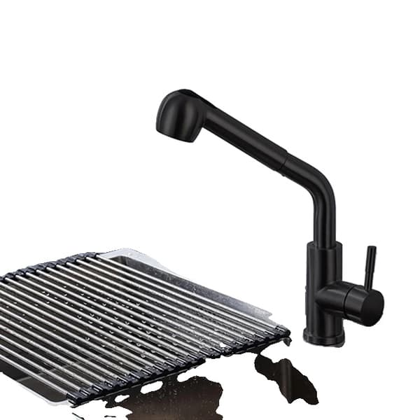 Kökskran, utdragbar spraytyp, hållbart rostfritt stål,04001BLACK