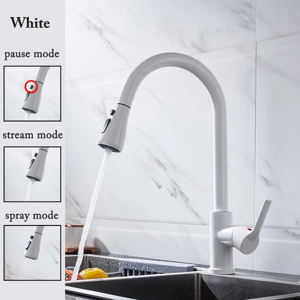 Køkkenvask, Utrækbar Spraytype, Holdbart Rustfrit Stål,CF04043WHWM White