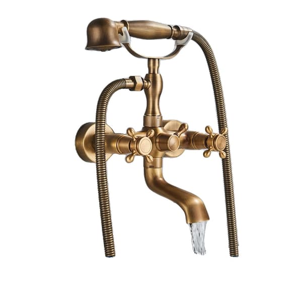 Badekar Bruserarmatur, Antik Messing Finish, Dobbelt Håndtag Design,Antik Messing A