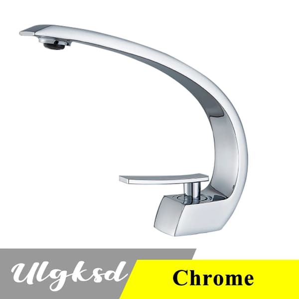 Vaskeskålarmatur, Elegant Bue Design, Enkelt Håndtag Betjening,Krom