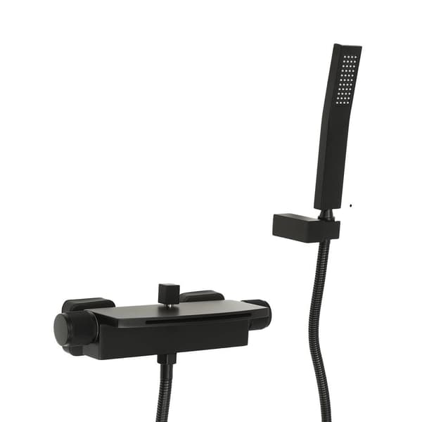 Badeværelse Vandfaldsarmatur, Firkantet Design, 1,27 cm/1/2" Interface,sort, Rustfrit stål, G1/2
