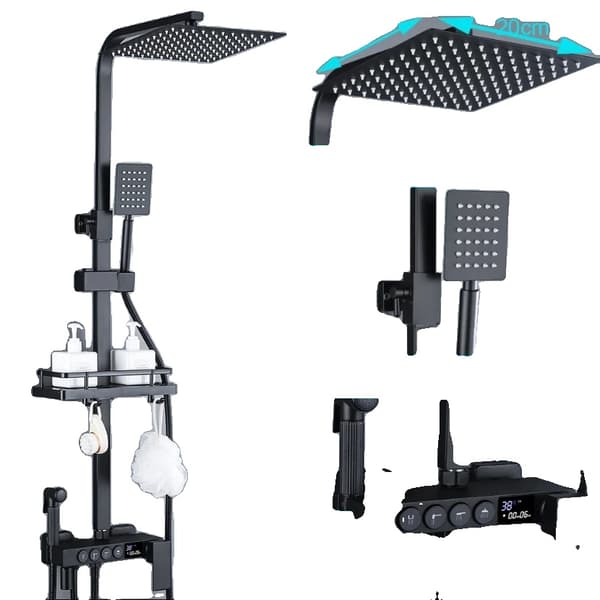 Termostatisk Duschkran Set, Stilren Svart eller Krom Finish, Effektiv Energiförbrukning,Svart kall varm B