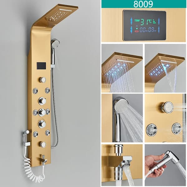 Bruserpanel, LED-lys, dual temperaturkontrol,8009 Guld