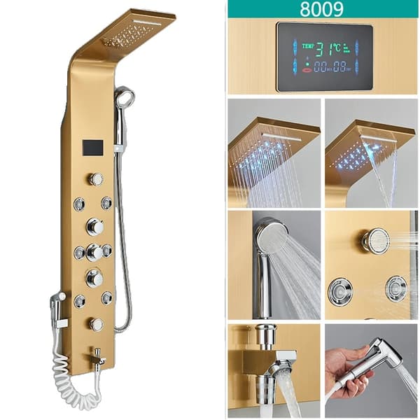 Bruserpanel, LED-lys, dual temperaturkontrol,8009 Guld