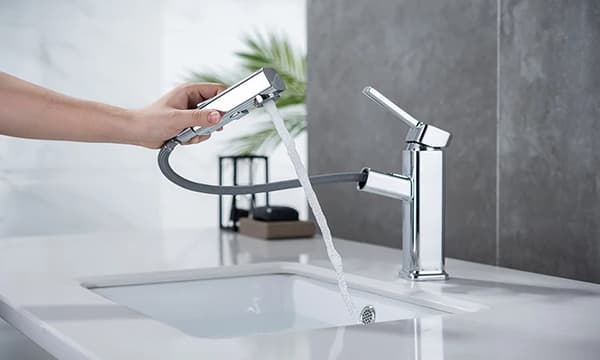 Badeværelsesvaskarmatur, Utrækkelig funktion, Enkelt håndtag kontrol,54101-krom, vandhane, G1/2