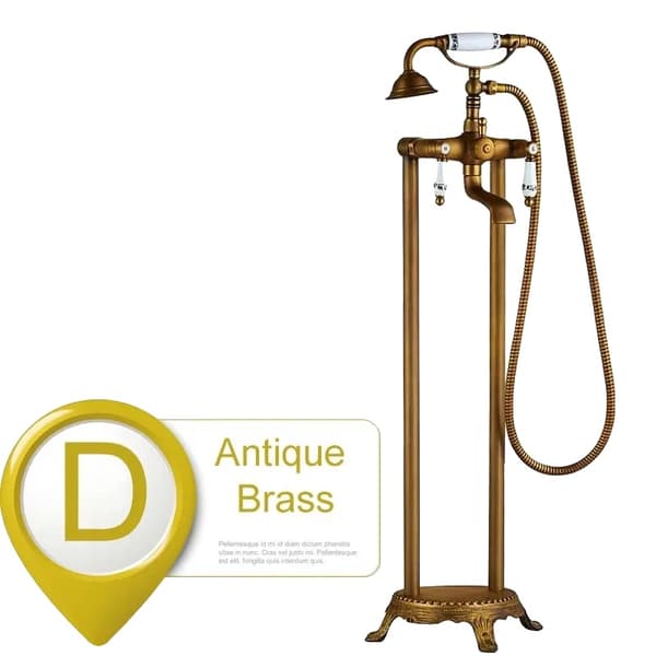 Brass Dobbelt Håndtag Badekar Vandhane, Antik Messing Finish, Håndbruser Inkluderet,Antik Messing Q2