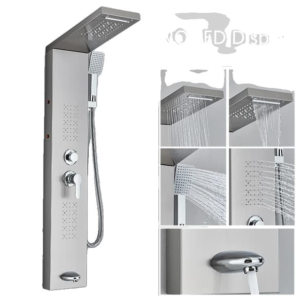 Duschpanel, dubbelhandtagskontroll, modern nickeldesign,6002 Borstad Nickel