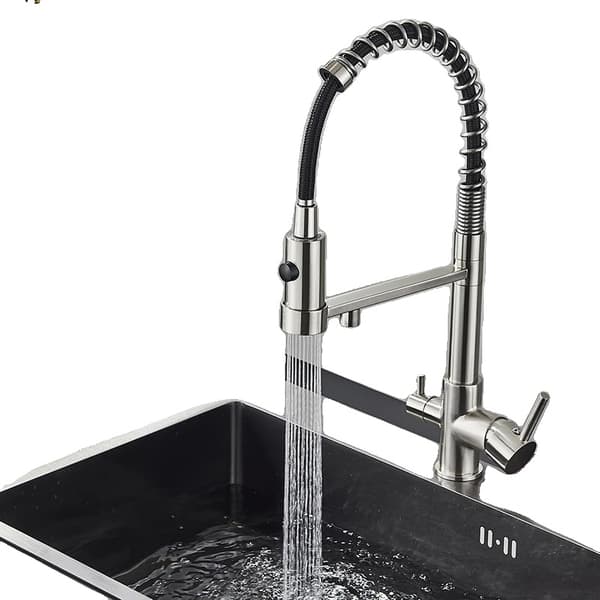 Køkkenfiltervandhane, Dobbelt Sprayfunktion, Moderne Messingdesign,Nickel-a