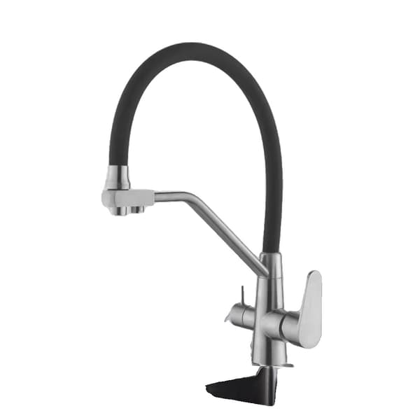DQOK Køkkenarmatur, Dobbelt Håndtag Design, Børstet Rustfrit Stål,wx-ssd, G1/2