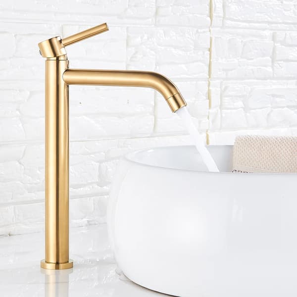 Badeværelsesvaskarmatur, Holdbart Rustfrit Stål, Elegant Børstet Guld Finish,Børstet Guld-Høj