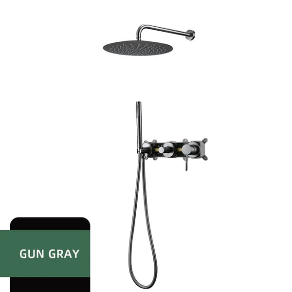Gunmetal Bruserarmatur, Holdbar Messingkonstruktion, Moderne Design,10 tommer, Gunmetal in Danish is "våbenmetal".