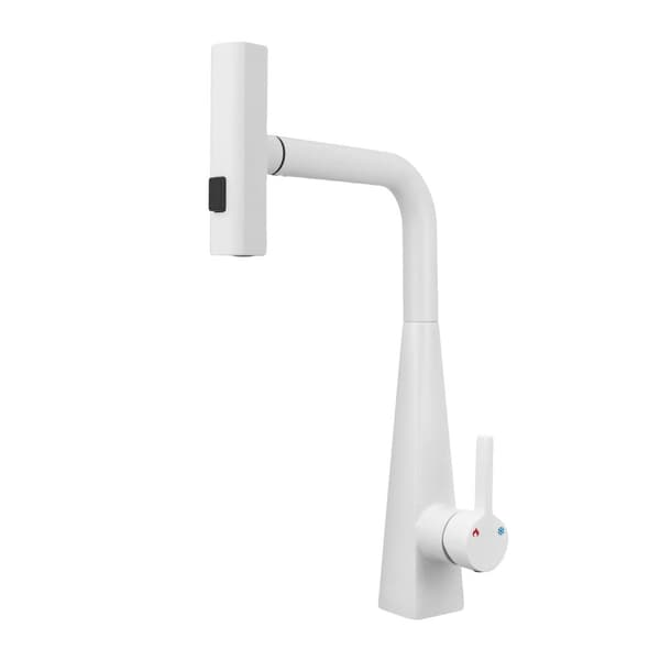 Rotérbar Køkken Utrækkelig Vandhane, 304 Rustfrit Stål, Keramisk Ventilkern, Fleksibelt Design,HVID, G3/8