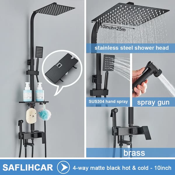 Bruserarmatur Sæt, Stilfuldt Design, Holdbar Messing Konstruktion,matte sort 4-10