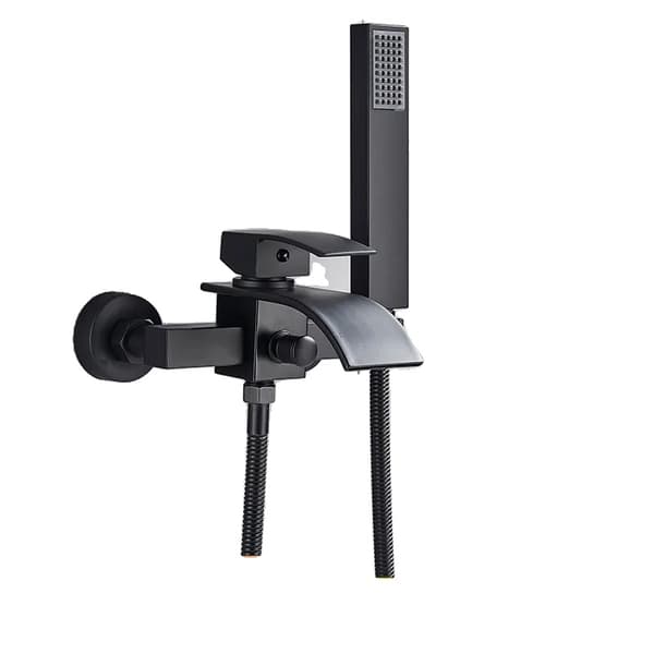 Badekar Mixer Vandhane, Dobbelt Håndtag Kontrol, Rustfrit Stål Slange,Matte Sort  B