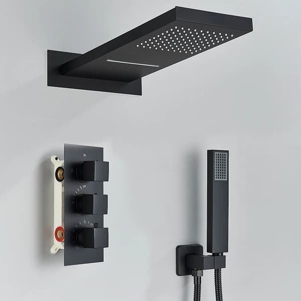Dold Duschblandare Set, Termostatisk Kontroll, Modern Messingsdesign,Matt svart A