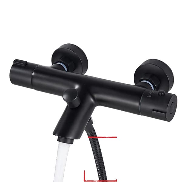 Termostatisk blandingsbatteri, moderne stil, enkelt håndtag kontrol,Matte Sort