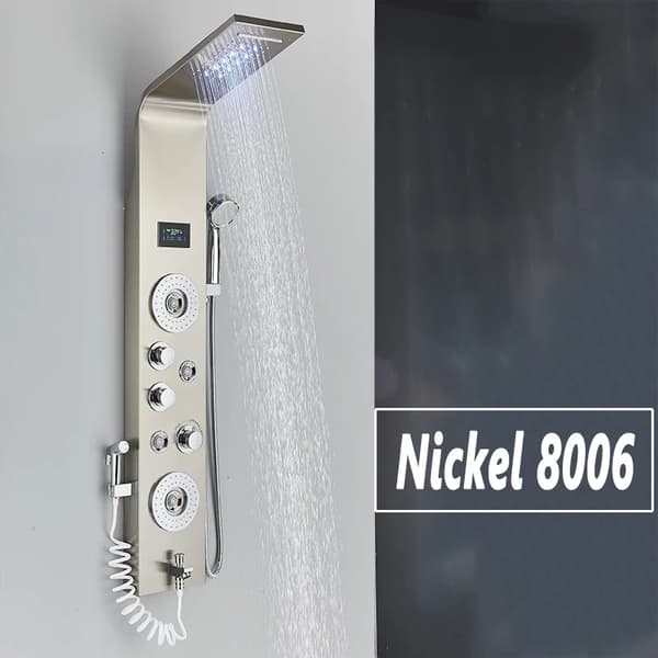 LED-suihkupaneeli, sadevesisuihkupää, SPA-hierontasuihku,Harjattu nikkeli 8006