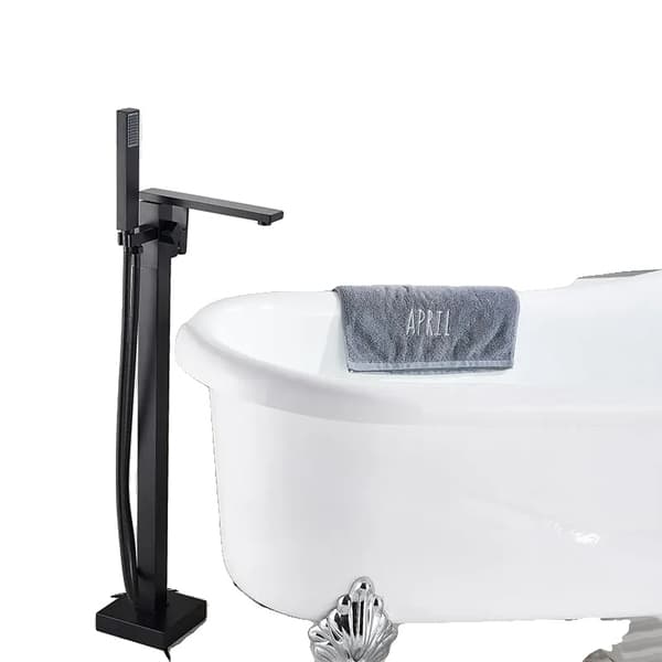 Badrum Badkar Kran, Golvmonterad, Vattenfall Pip,Svart  D