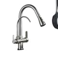 Miniatyrbillede 1 af 2: Sort Guld Køkkenarmatur, Udtrækkelig Spray, Varmt og Koldt Vand Funktion, Holdbart Messing Materiale,Børstet nikkel