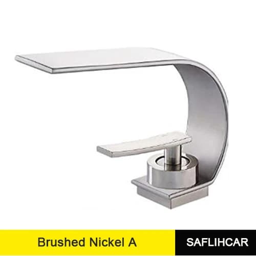Badrumsvaskblandare, Enkel Handtag, Vattenfall,Borstad nickel B