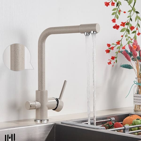 Køkkenarmatur, Dobbelt Håndtag Design, Holdbart Rustfrit Stål,Beige med prik