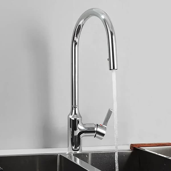 Utrækbar Køkkenarmatur, Krom Finish, Enkelt Håndtag Design,Chrome
