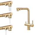 Miniatyrbillede 1 af 2: Dobbelt Tud Køkkenarmatur, Koldt og Varmt Vand Muligheder, Nutidigt Messing Design,Børstet Guld