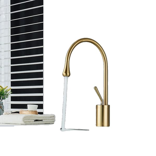 Børstet Guld Vaskarmatur, Keramisk Ventil, Moderne Design,Børstet Guld  Medium