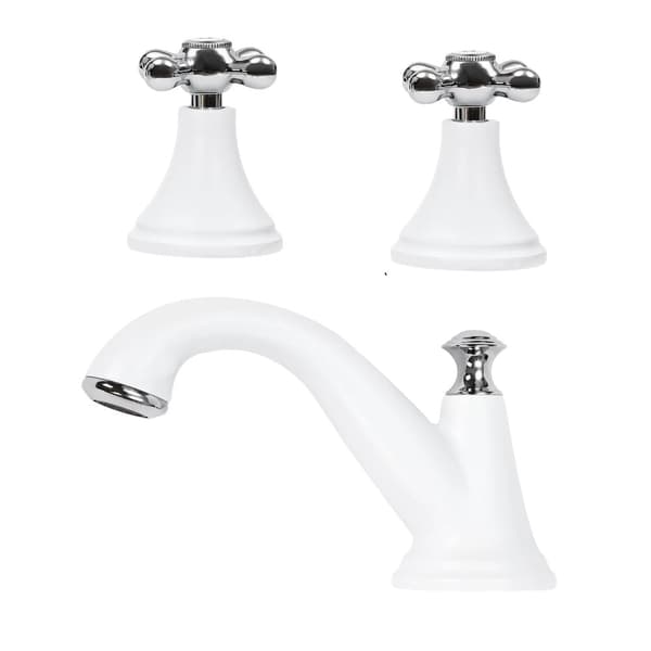 Basinarmatur, Dobbelt Håndtag, Bordmonteret, Keramisk Spole,HVID, G1/2, Rustfrit stål