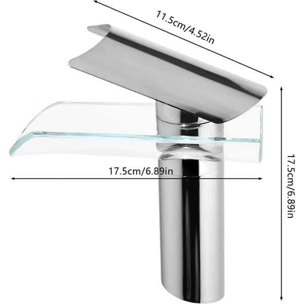 Glas Vattenfall Kran, Modern Stil, Krombeläggning, Monterad på Bänken,Silver