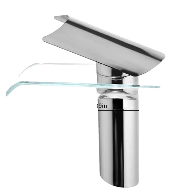 Glas Vattenfall Kran, Modern Stil, Krombeläggning, Monterad på Bänken,Silver