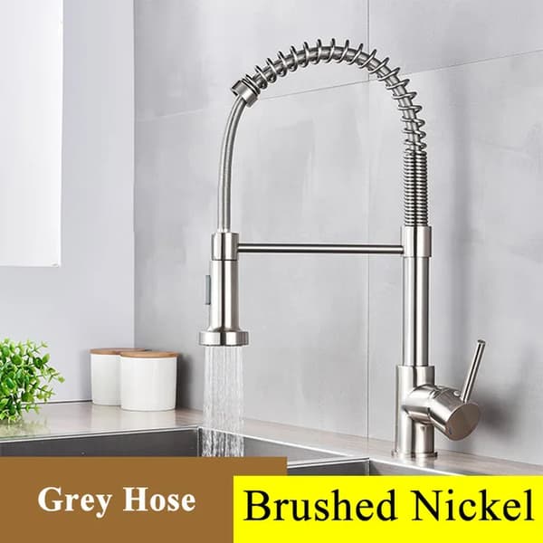 Køkkenvaskarmatur, børstet nikkel finish, 360° rotation,Nickel U